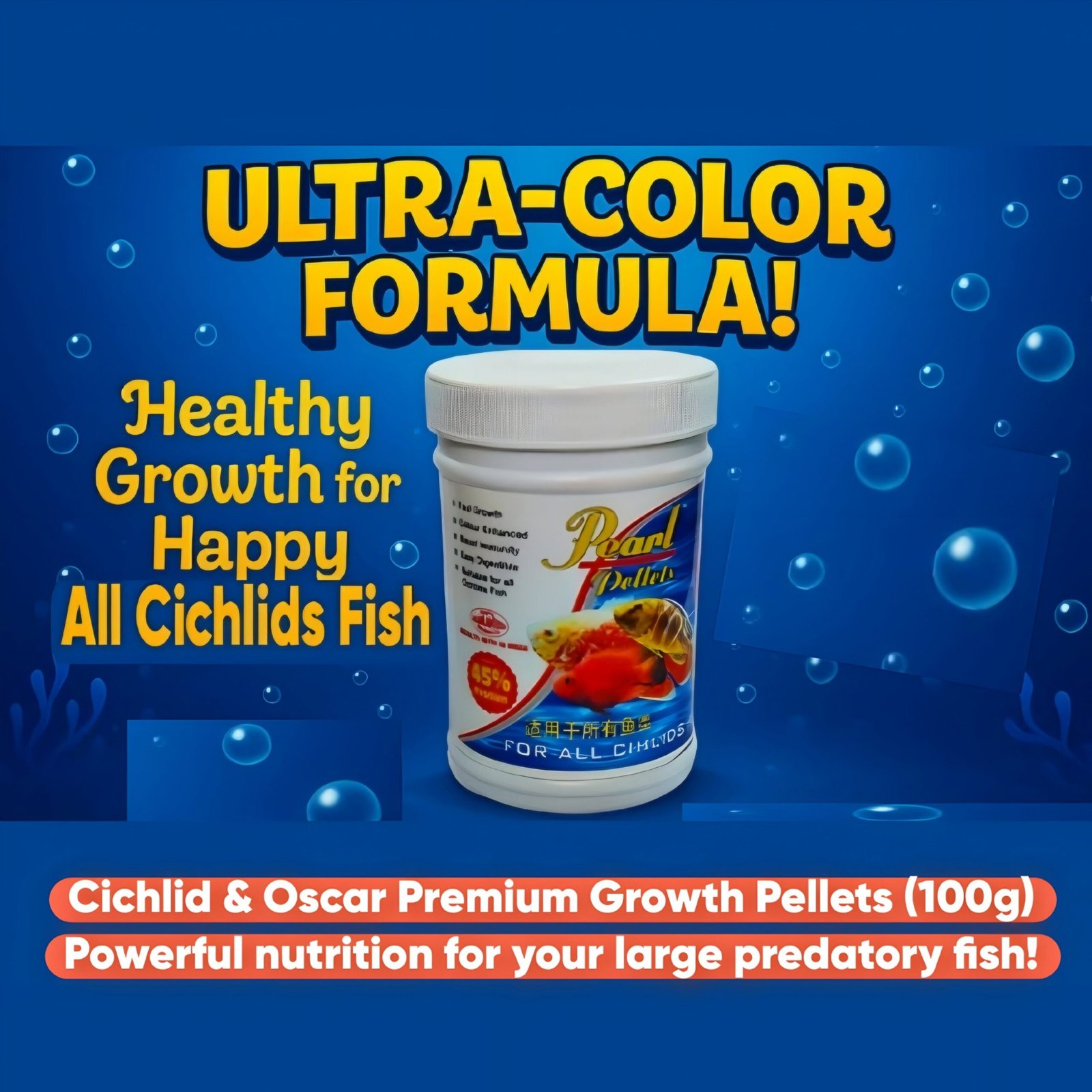 Premium Quality Food For Cichlids Oscars Parrot Fish 100 grams