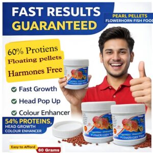Pearl Pellets Flowerhorn Fish Food | High Protein Floating Pellets | Colour Enhancer & Head Growth | Hormone Free | 60 g