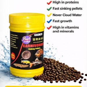 Pearl Pellets Carnivorous Sinking Fish Food 45% High Protein 100 grams | Fast Sinking Pellets for Monster Fish, Arowana, Stingray & Bottom Dweller Fishes | Growth & Immunity Formula