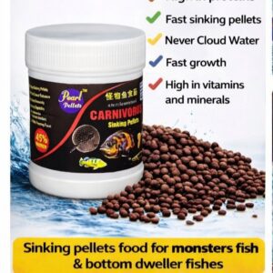 Pearl Pellets Carnivorous Sinking Fish Food 45% High Protein 60grams | Fast Sinking Pellets for Monster Fish, Arowana, Stingray & Bottom Dweller Fishes | Growth & Immunity Formula