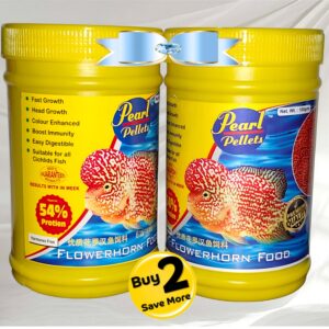 Pearl Pellets Flowerhorn Fish Food – 54% Protein Floating Pellets for Head Growth & Colour
