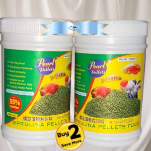 Pearl Pellets Spirulina Fish Food | 100% Pure Veg | 35% Protein | Natural Colour Enhancer & Growth Booster | Suitable for All Aquarium Fish