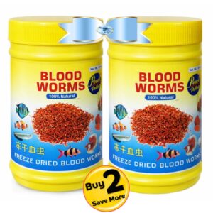 Dried Bloodworms Fish Food 60gx2 | 100% Natural High Protein Feed | Ideal for Angel Fish, Neon Tetras, Flowerhorn & Small Aquarium Fish