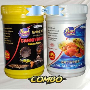Perfect Combo Pack Fish Food for Community Tank | Sinking + Floating Pellets | 45% Protein Each | Suitable for Cichlids, Parrot Fish,  Oscars, Catfish & Bottom Feeders